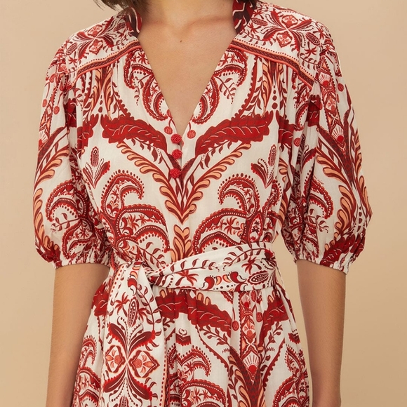 NWT Farm Rio Tropical Cameo Belted Maxi Dress - Picture 4 of 12